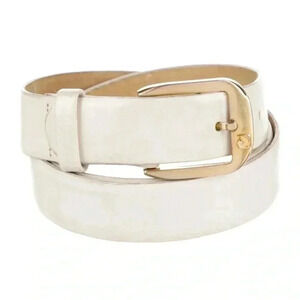 Pierre Cardin skinny white leather belt